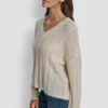 Jerséis de cuello en V con trenzado tipo mohair