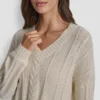 Jerséis de cuello en V con trenzado tipo mohair