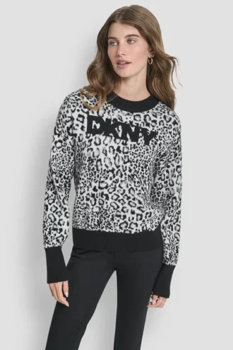 Jerséu de punto con logotipo de leopardo