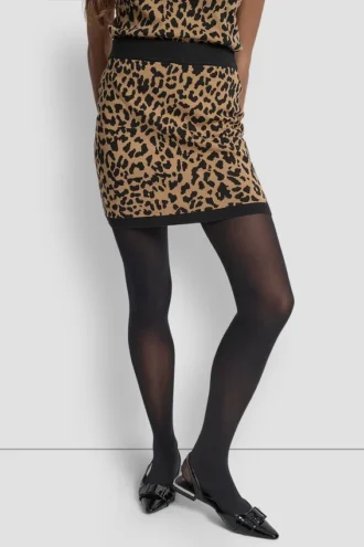 Jerséu mini de jacquard con estampado de leopardo