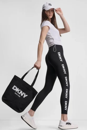 Leggings de talle alto con ribete con el logotipo y largo 7/8