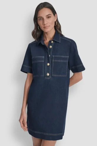 Minivestido recto de denim