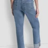 Pantalón clásico de talle alto y pierna recta con puños Pantalón clásico de talle alto y pierna recta con puños