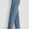 Pantalón clásico de talle alto y pierna recta con puños Pantalón clásico de talle alto y pierna recta con puños