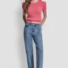 Pantalón clásico de talle alto y pierna recta con puños Pantalón clásico de talle alto y pierna recta con puños
