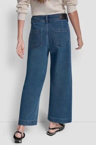 Pantalón corto de pierna ancha de felpa índigo