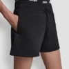 Pantalones cortos de chándal de talle alto con logo en la cintura Pantalones cortos de chándal de talle alto con logo en la cintura