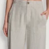 Pantalones cortos de pierna ancha de mezcla de lino Pantalones cortos de pierna ancha de mezcla de lino