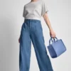 Pantalones de cintura alta con cinturón Pantalones de cintura alta con cinturón