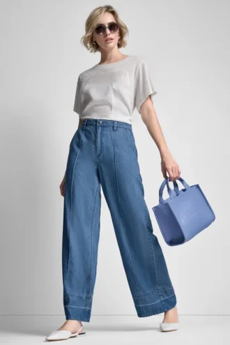 Pantalones de cintura alta con cinturón Pantalones de cintura alta con cinturón