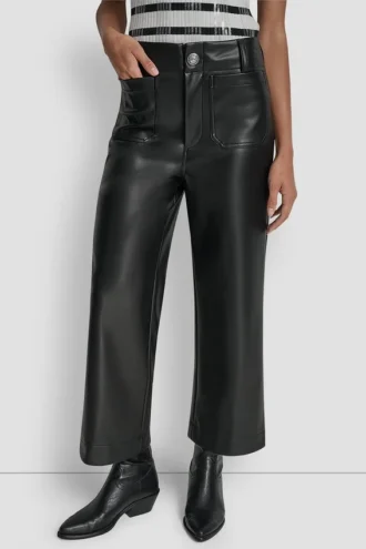 Pantalones de talle alto, corte cropped y pierna ancha