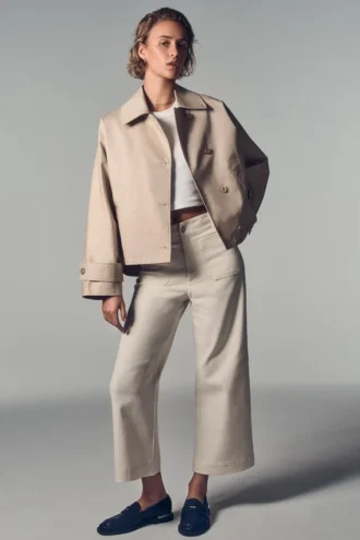 Pantalones de talle alto, corte cropped y pierna ancha