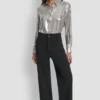 Pantalones de talle alto, corte cropped y pierna ancha Pantalones de talle alto, corte cropped y pierna ancha