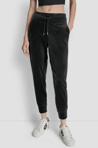 Pantalones Jogger ajustados con logotipo bordado en terciopelo