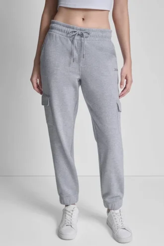 Pantalones Jogger cargo de felpa ajustados con logo burbuja metalizado