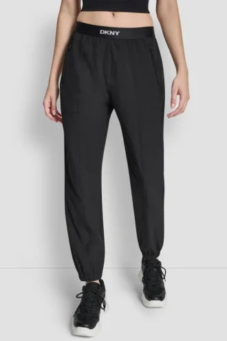 Pantalones Jogger de talle extraalto con logo en la cintura y pierna ancha
