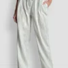 Pantalones plisados de mezcla de lino a rayas Pantalones plisados de mezcla de lino a rayas