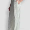 Pantalones plisados de mezcla de lino a rayas Pantalones plisados de mezcla de lino a rayas