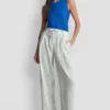 Pantalones plisados de mezcla de lino a rayas Pantalones plisados de mezcla de lino a rayas