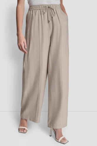 Pantalones sin cremallera de pierna ancha con costuras