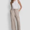 Pantalones sin cremallera de pierna ancha con costuras Pantalones sin cremallera de pierna ancha con costuras