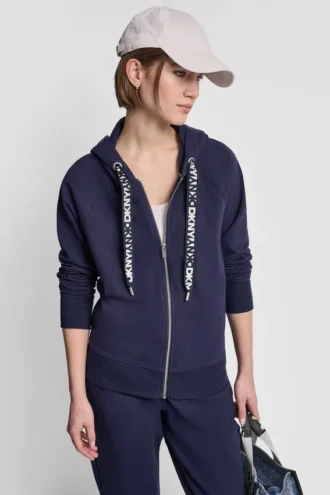Sudadera con capucha, cremallera y cordones con logotipo en dos tonos