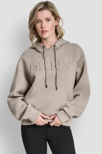 Sudadera con capucha de neopreno y logotipo en relieve