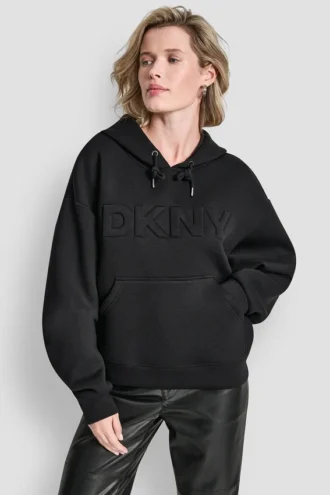 Sudadera con capucha de neopreno y logotipo en relieve