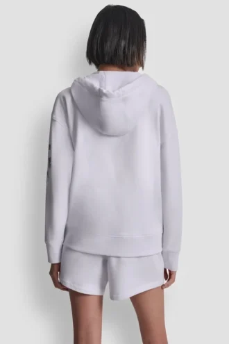 Sudadera con capucha y cremallera completa con logotipo metalizado