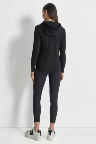 Sudadera con capucha y cremallera completa de tejido mini waffle