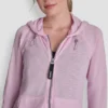 Sudadera con capucha y cremallera completa de tejido mini waffle Sudadera con capucha y cremallera completa de tejido mini waffle