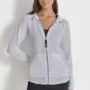 Sudadera con capucha y cremallera completa de tejido mini waffle