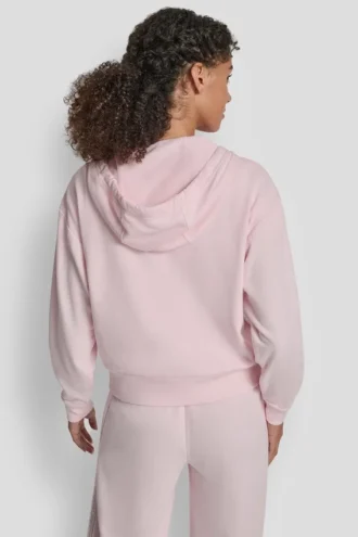 Sudadera con capucha y cremallera con lentejuelas