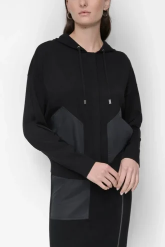 Sudadera con capucha y cremallera de hombros caídos Sudadera con capucha y cremallera de hombros caídos
