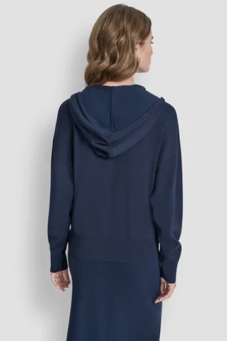 Sudadera con capucha y cremallera de hombros caídos