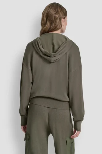 Sudadera con capucha y cremallera de hombros caídos Sudadera con capucha y cremallera de hombros caídos