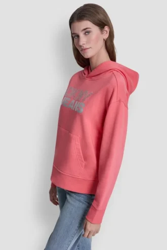 Sudadera con capucha y logotipo de pedrería superpuesto Sudadera con capucha y logotipo de pedrería superpuesto