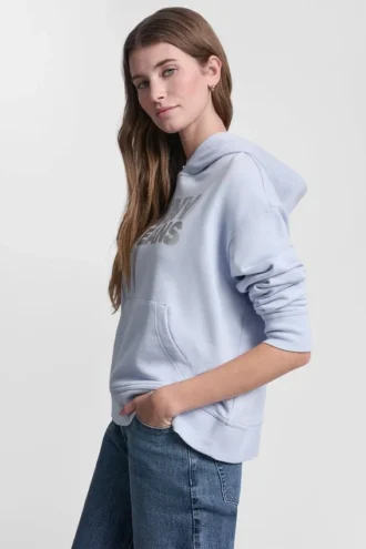 Sudadera con capucha y logotipo de pedrería superpuesto Sudadera con capucha y logotipo de pedrería superpuesto