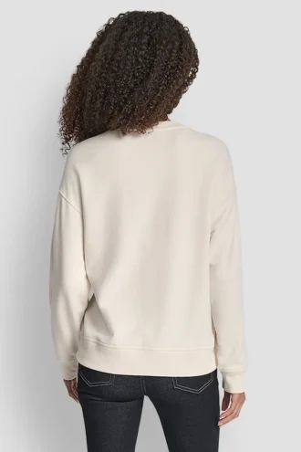 Sudadera de cuello redondo con el logotipo de DKNY impreso y bordado con pedrería