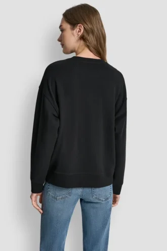 Sudadera de cuello redondo con el logotipo de DKNY impreso y bordado con pedrería