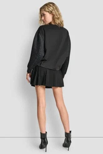 Sudadera de estilo burbuja con mezcla de tejidos