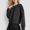 Sudadera de estilo burbuja con mezcla de tejidos