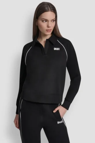 Sudadera polo con logotipo ribeteado