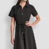 Vestido camisero midi ajustado y acampanado