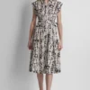Vestido camisero midi con mangas casquillo Vestido camisero midi con mangas casquillo