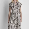 Vestido camisero midi con mangas casquillo Vestido camisero midi con mangas casquillo