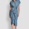 Vestido camisero midi de mangas cortas Vestido camisero midi de mangas cortas
