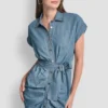 Vestido camisero midi de mangas cortas Vestido camisero midi de mangas cortas