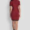 Vestido corto de cuello alto con mangas de ballet y estampado jacquard con logotipo Vestido corto de cuello alto con mangas de ballet y estampado jacquard con logotipo