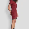 Vestido corto de cuello alto con mangas de ballet y estampado jacquard con logotipo Vestido corto de cuello alto con mangas de ballet y estampado jacquard con logotipo